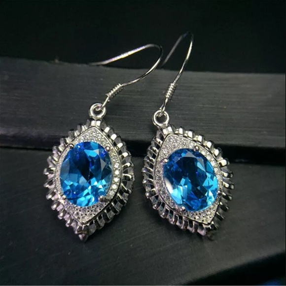 Gorgeous  Silver Drop Earrings for Women CZ Zircon Jewelry - Picture 3 of 4